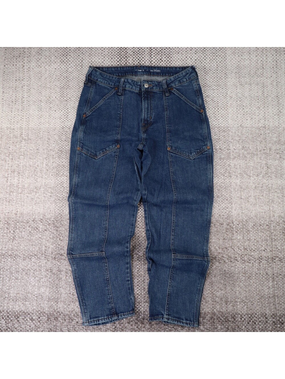 Old Navy OG Straight Cargo-like Jeans Womens 12 Blue Stretch Medium Wash Denim